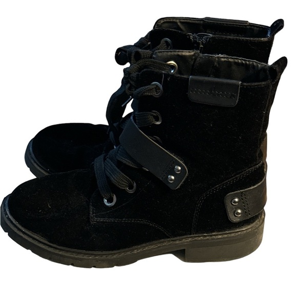 Rampage Taylla black velvet combat boots lace up and zipper closing Sz 9 - Picture 5 of 6